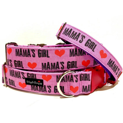 Wiggle Bumz 🍁 Mama's Girl Pink Martingale Dog Collar