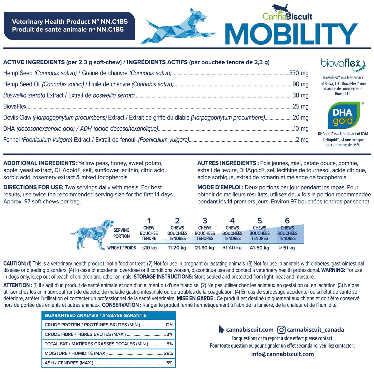 CannaBiscuit 🍁Mobility with Glucosamine & Chondroitin 224g