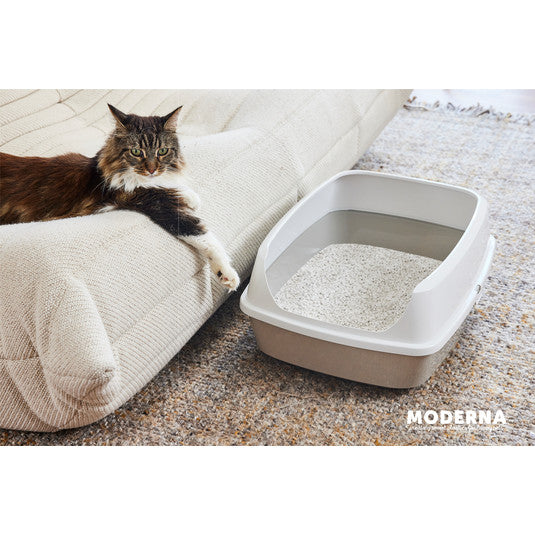 Moderna Warm Grey Maryloo Litter Box with Rim