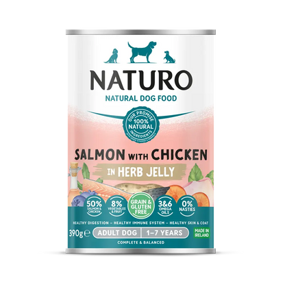 Naturo Adult Dog Salmon with Chicken in a Herb Jelly - Grain & Gluten Free Dog Food 390g