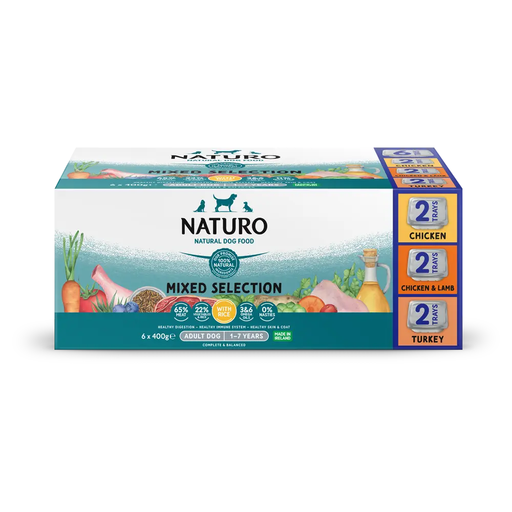 Naturo Adult with Rice Variety Pack 6 x Trays - Chicken, Lamb and Turkey