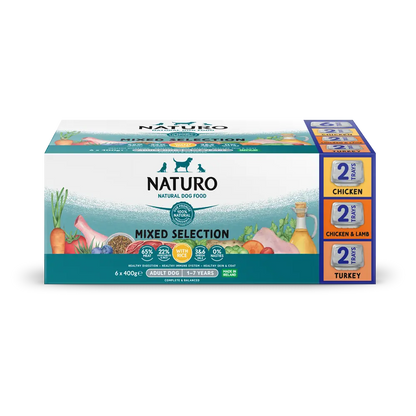 Naturo Adult with Rice Variety Pack 6 x Trays - Chicken, Lamb and Turkey