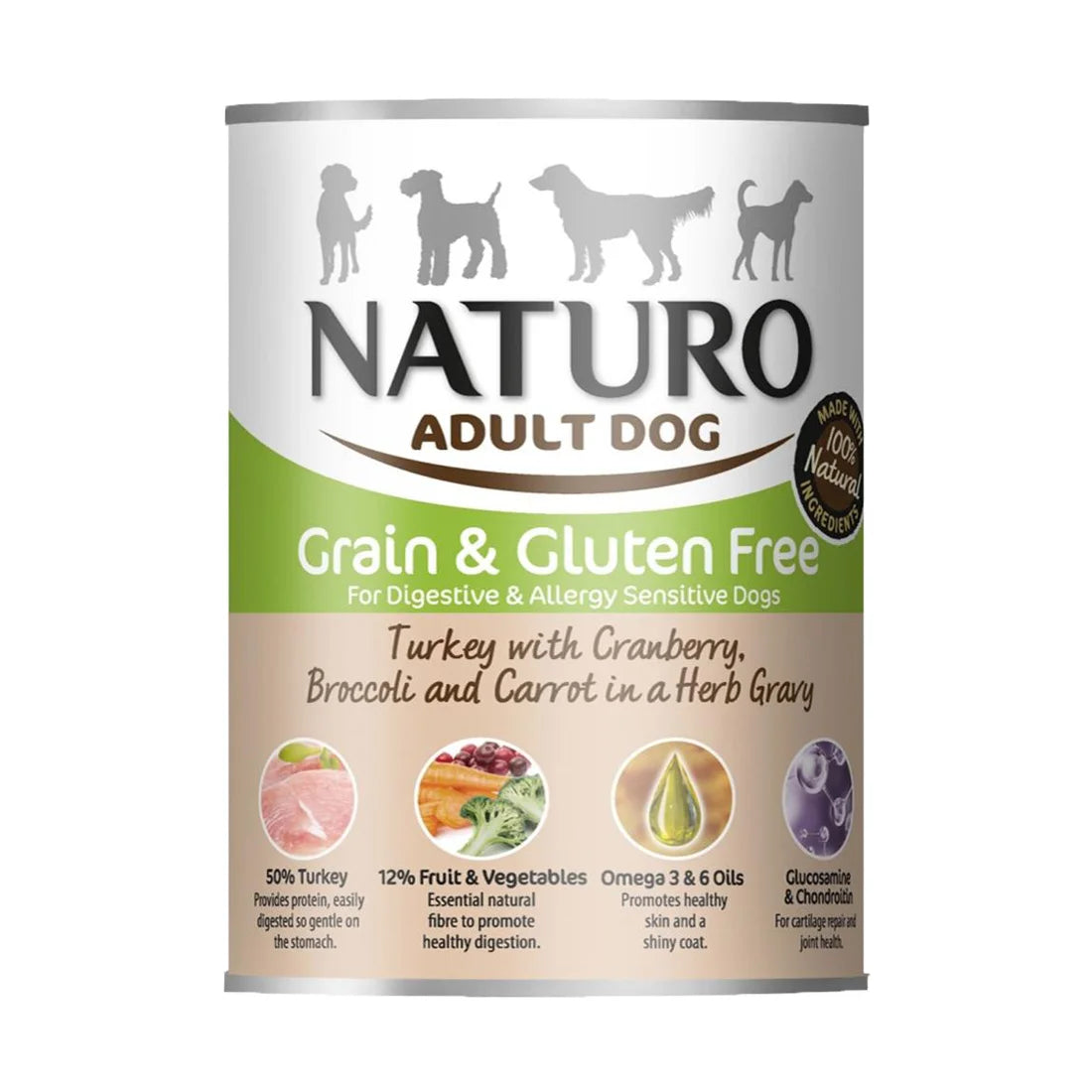 Naturo Grain & Gluten Free Turkey with Fruit and Vegetables in a Herb Gravy 390g