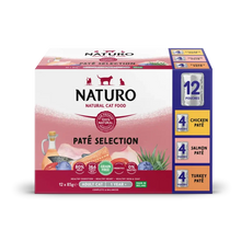 Naturo Cat Variety Pack - Chicken, Salmon and Turkey Pate Pouches 12 x 85g