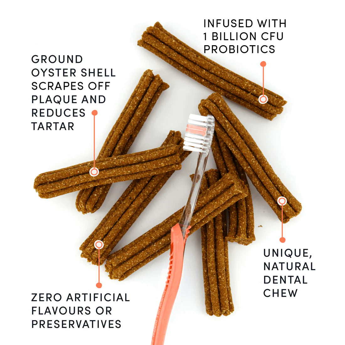 Crumps Naturals 🍁Plaque Buster Advanced Whole Mouth Dog Dental Sticks with Probiotics 10-Pack