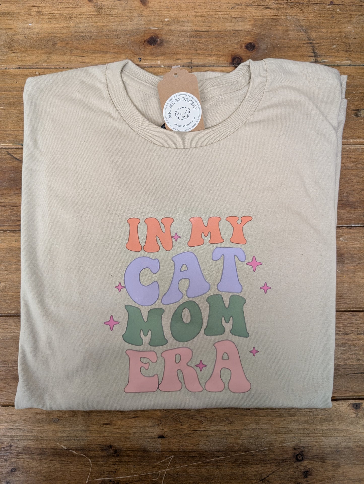 Cat Mom Era T Shirt - Tan