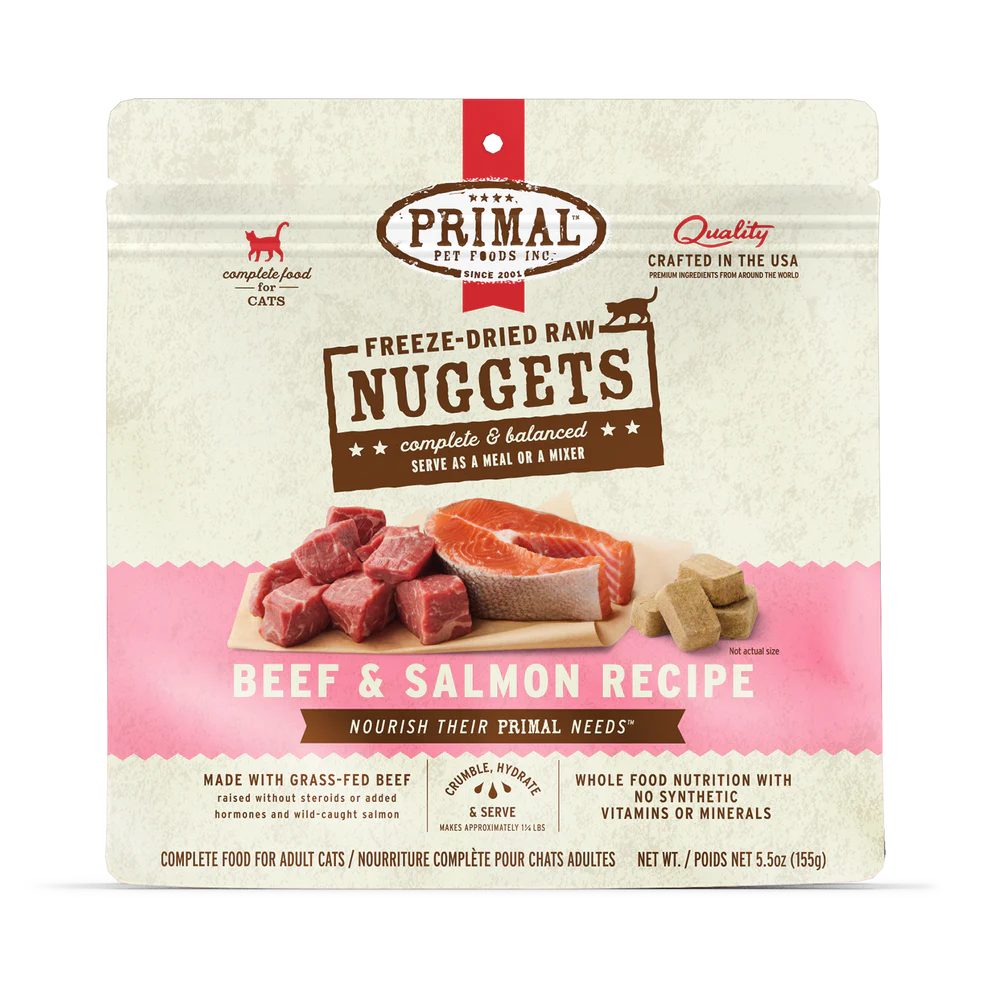 Primal Pet Foods Feline Beef & Salmon Freeze Dried Nuggets 14Oz