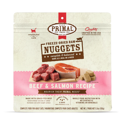 Primal Pet Foods Feline Beef & Salmon Freeze Dried Nuggets 14Oz