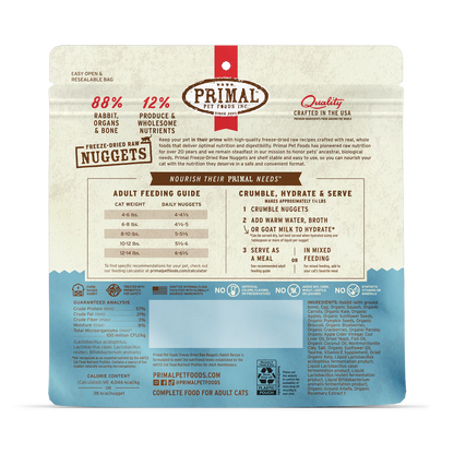 Primal Rabbit Freeze Dried Nuggets for Cats 14oz