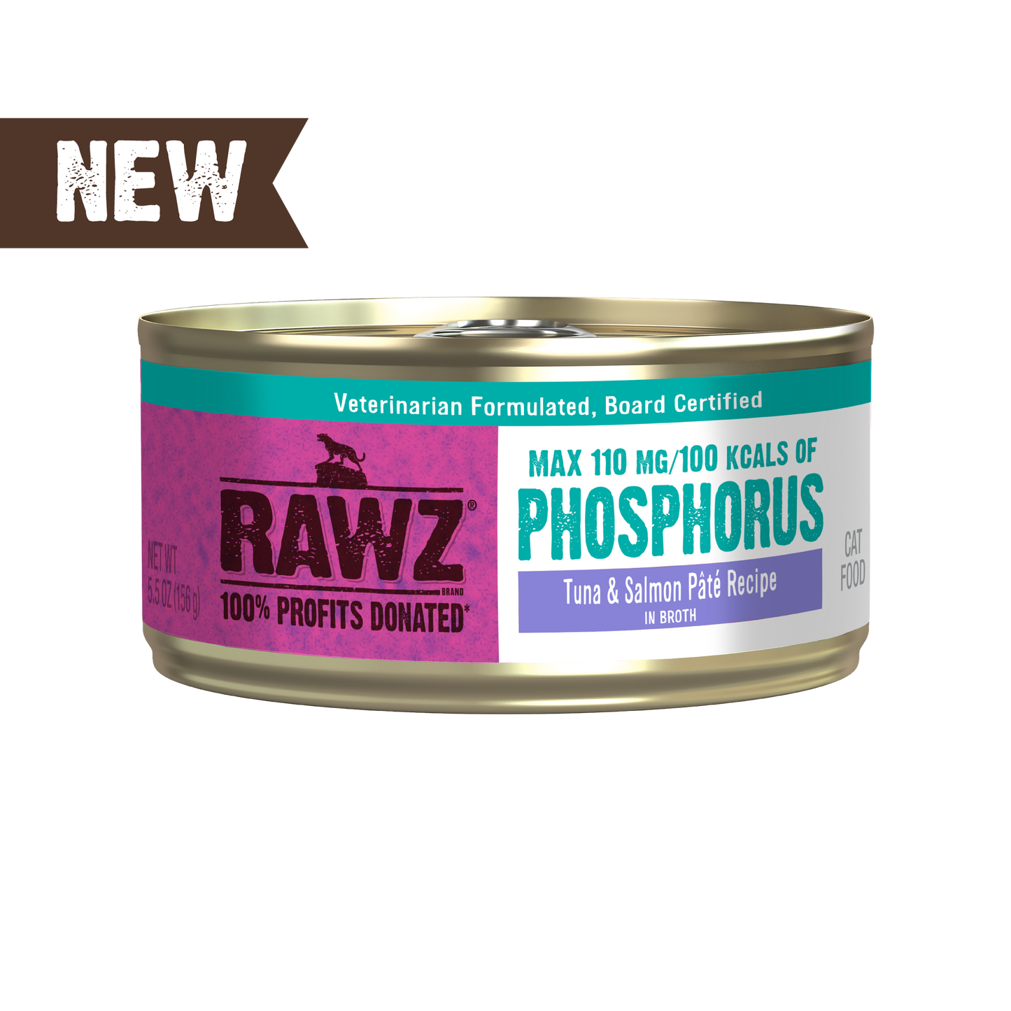 RAWZ Low Phosphorus Tuna and Salmon Pate in Broth Wet Cat Food 5.5oz