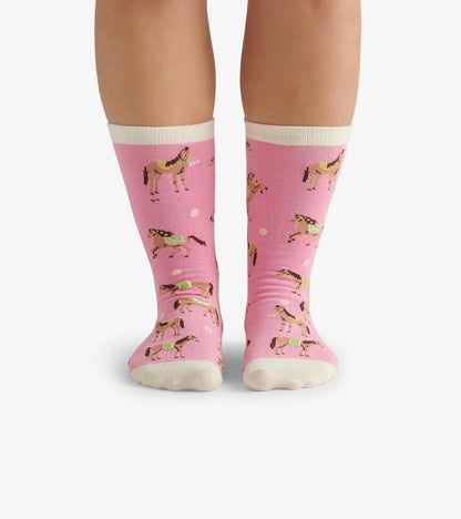 Country Horses 🍁Little Blue House Women's Crew Socks