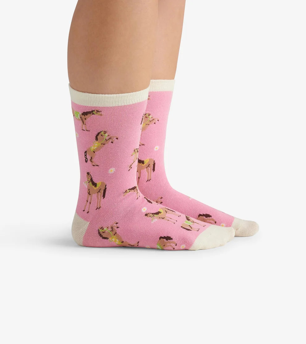 Country Horses 🍁Little Blue House Women's Crew Socks