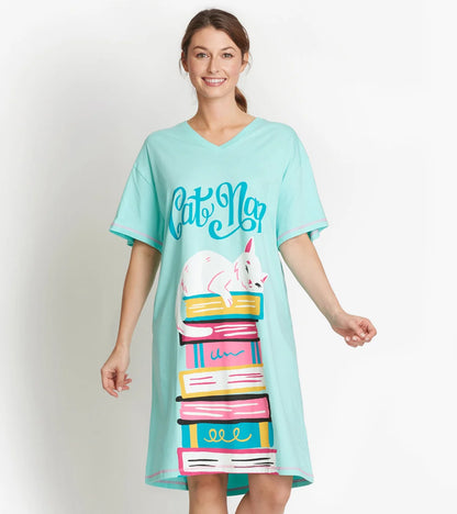 Cat Nap 🍁Little Blue House Women's Sleepshirt O/S