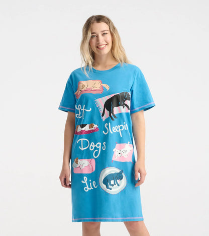 Let Sleeping Dogs Lie 🍁Little Blue House Women's Sleepshirt O/S
