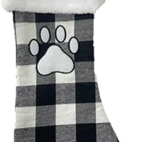 SPOT White/Grey Plaid Pawprint Pet Stocking