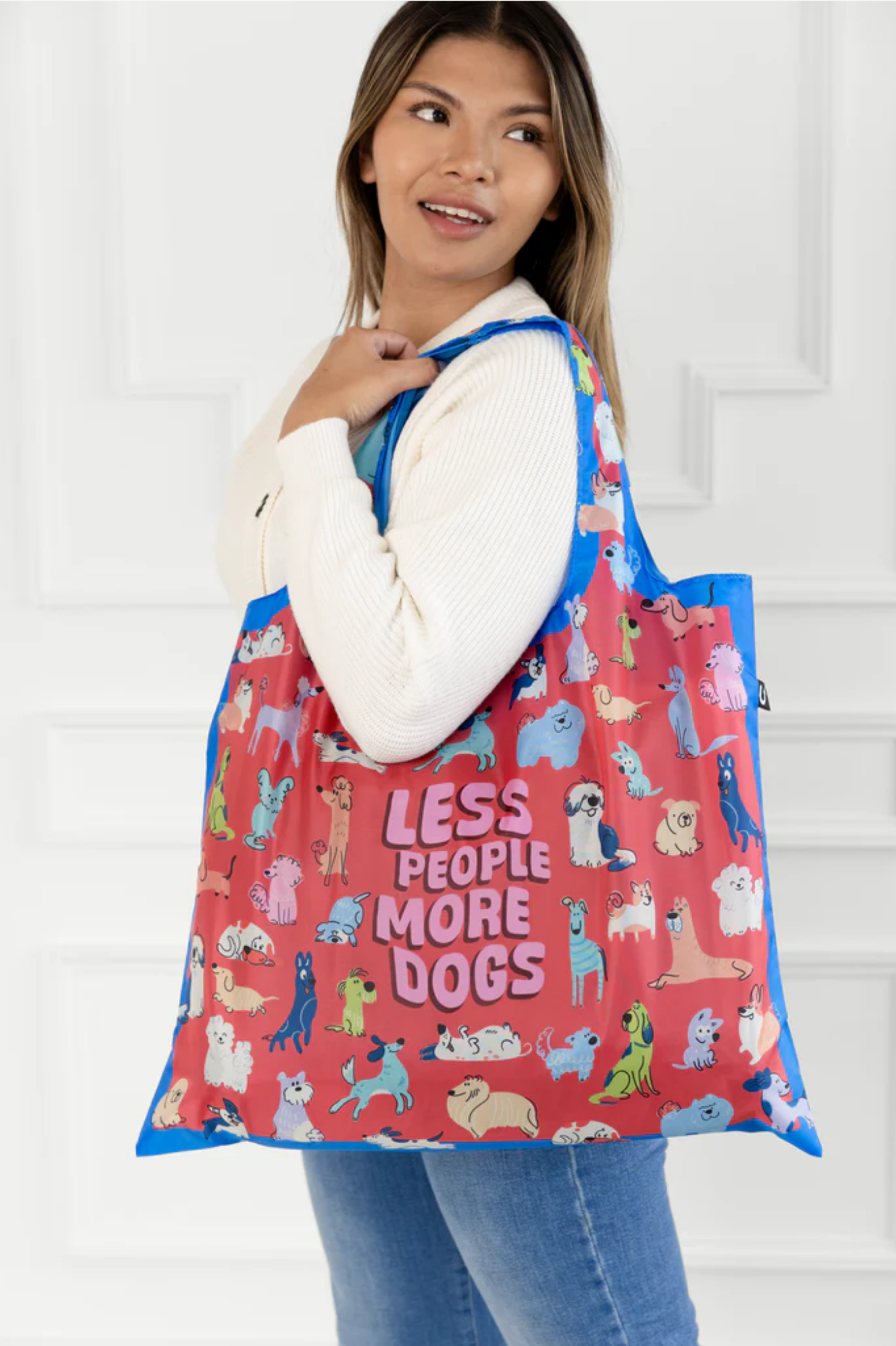 Uptown Sox Ltd. 🍁More Dogs, Less People Foldable Tote