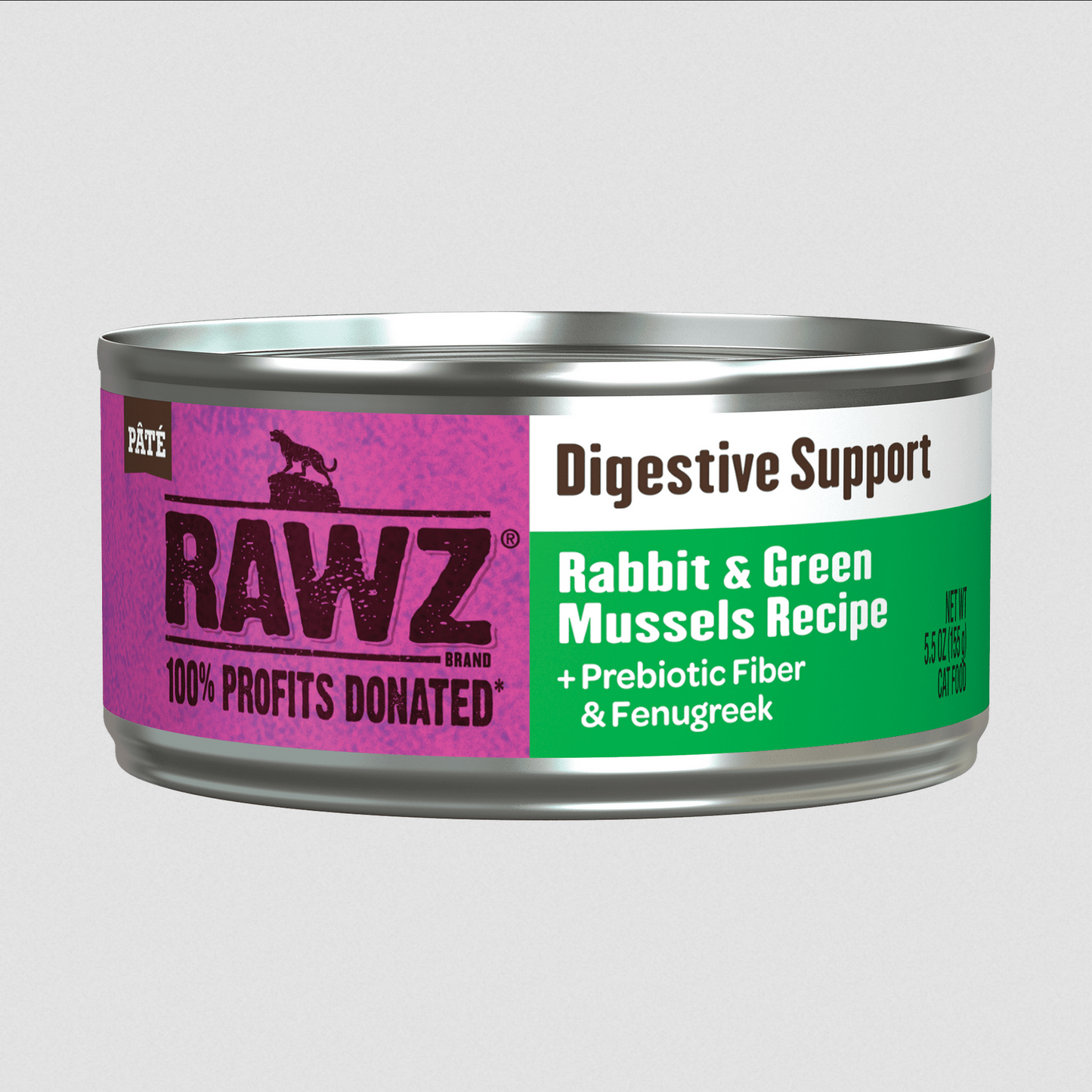 RAWZ Digestive Rabbit & Green Lipped Mussel Wet Cat Food 5.5oz