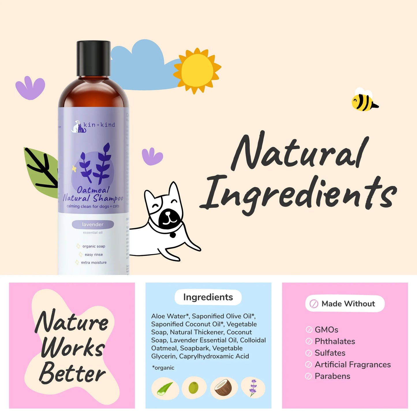 Kin + Kind Oatmeal Shampoo  - Lavender 12oz