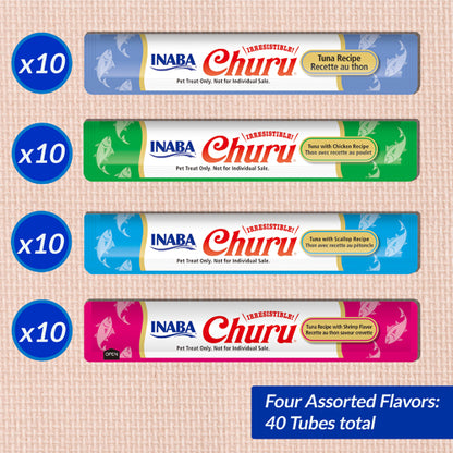 Inaba Churu Purees Tuna & Seafood Recipe - 40 Pack