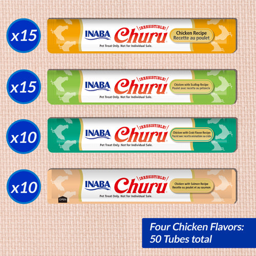 Inaba Churu Chicken & Seafood Variety Puree 50 Pack