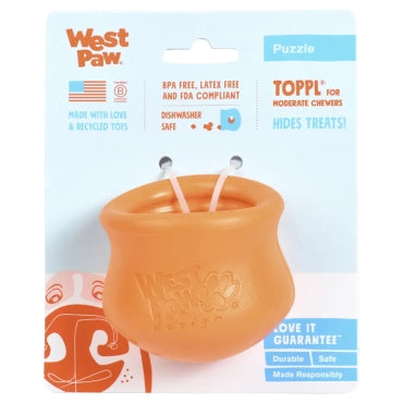 West Paw Tangerine Toppl Treat Toy & Feeder