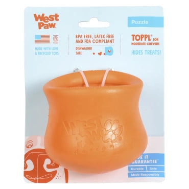 West Paw Tangerine Toppl Treat Toy & Feeder