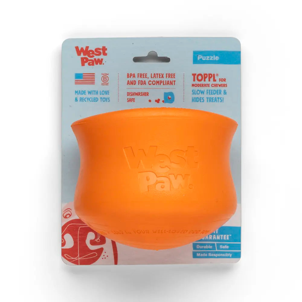 West Paw Tangerine Toppl Treat Toy & Feeder