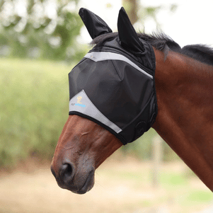 Shires Jet FlyGuard Pro Fine Mesh Fly Mask with Ears & Open Forelock
