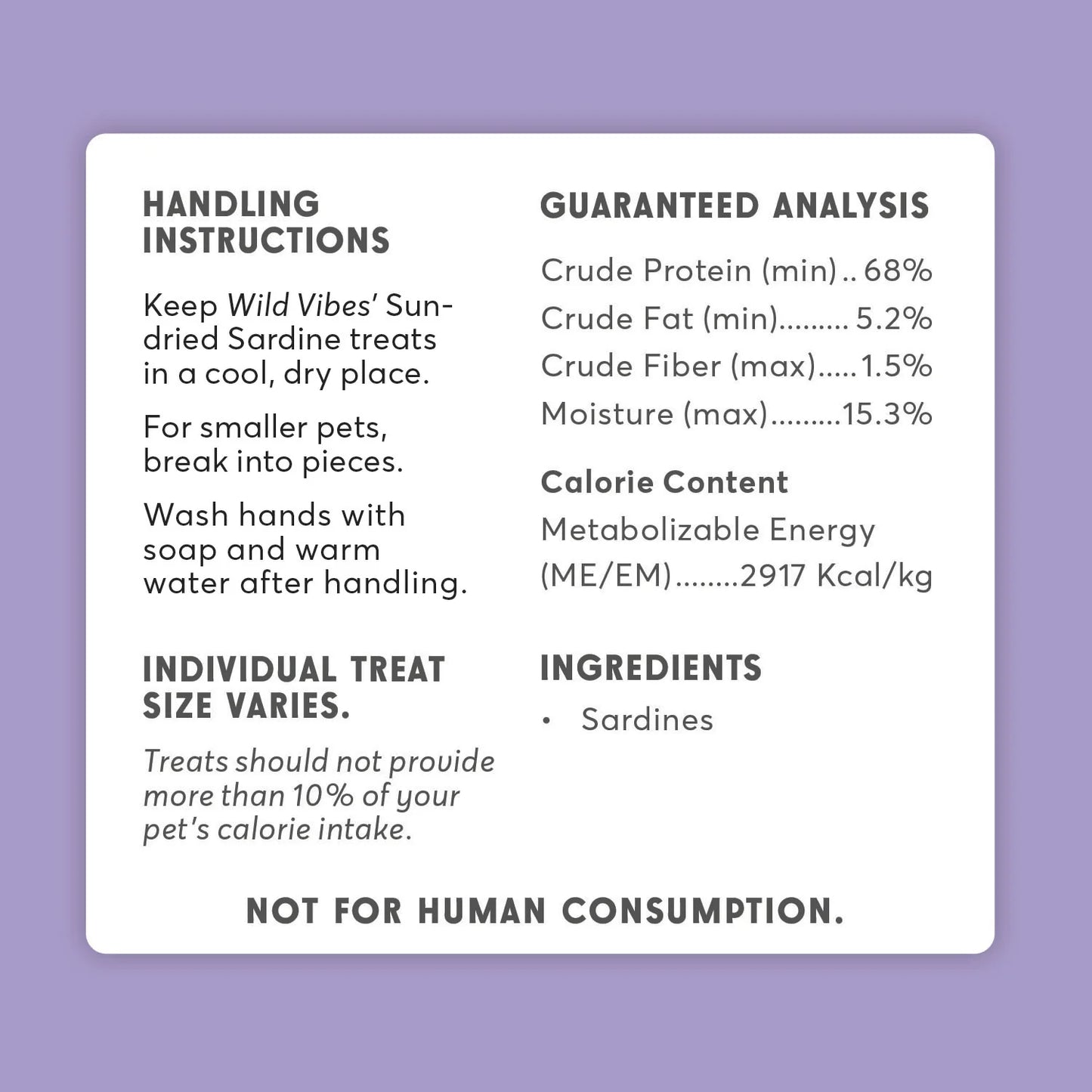 Wild Vibes Treat Co. Wild Vibes Sun Dried Sardines 108g