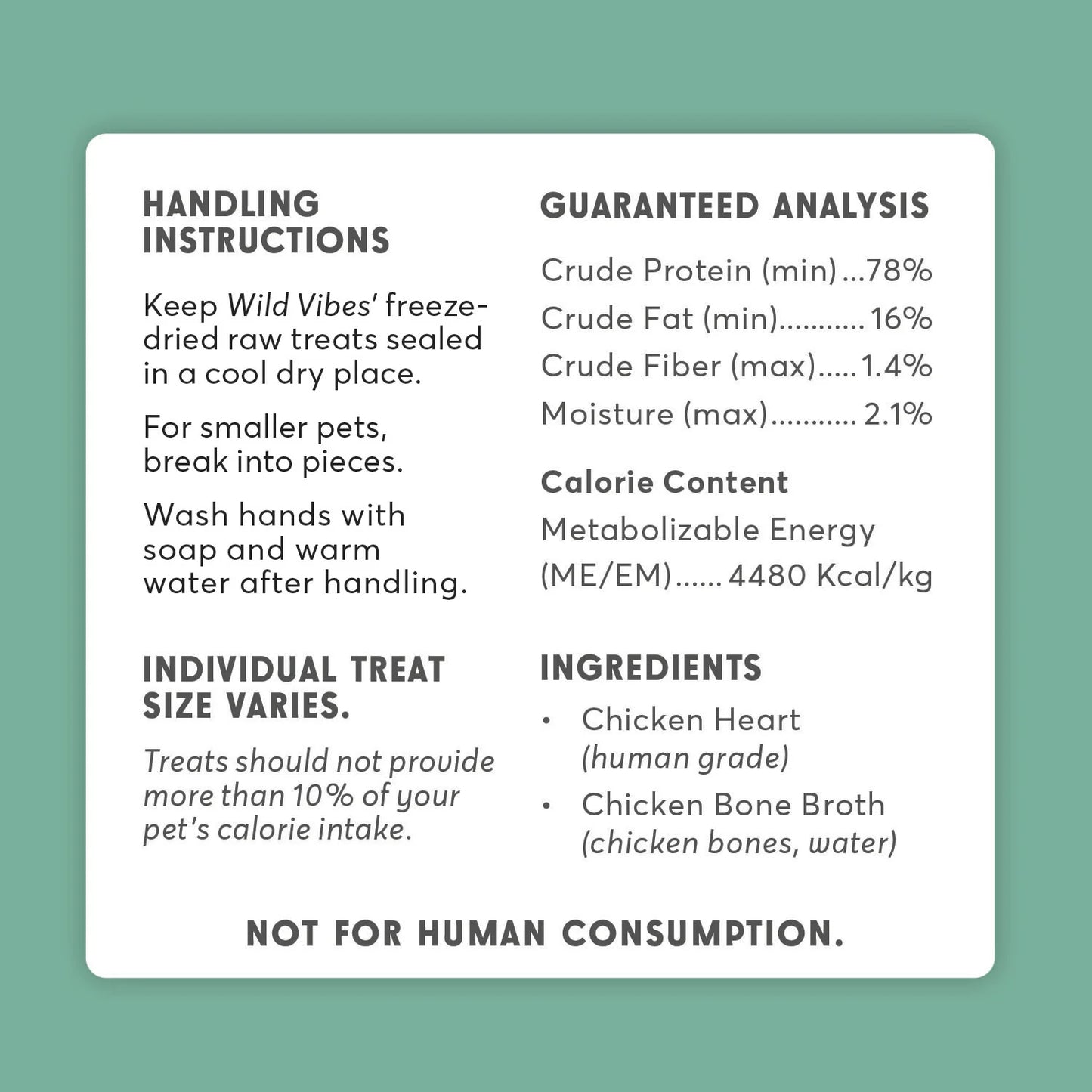 Wild Vibes Treat Co. Chicken Heart & Bone Broth 68g