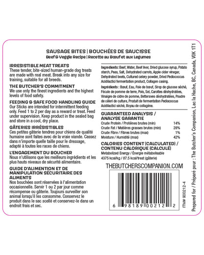 Butcher's Companion Beef & Veggie Sausage Dog Treats