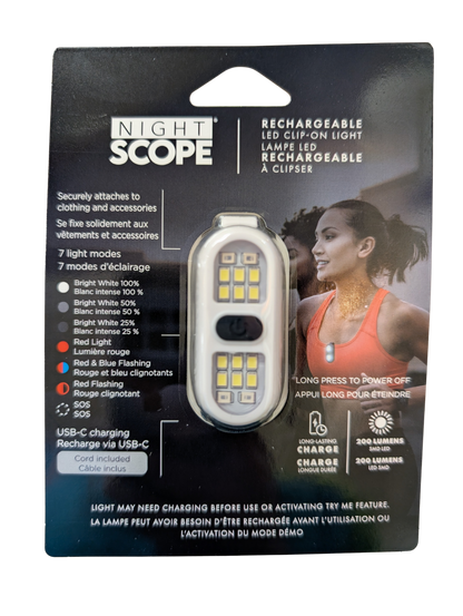 Night Scope LED Clip On Light Asst. Colours