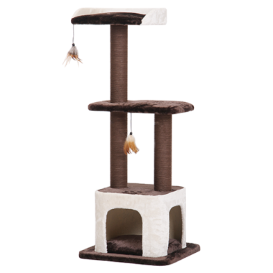 PetPals Group Brown & Cream 3 Level Cat Tree with Teasers