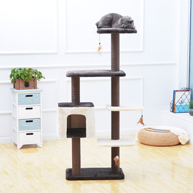 PetPals Group Midnight Molly Cat Tree w/Hanging Teasers