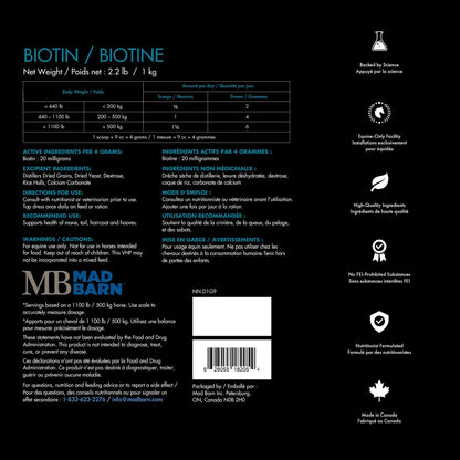 Biotin -  Hoof, Skin + Coat Support 1Kg🍁 MadBarn