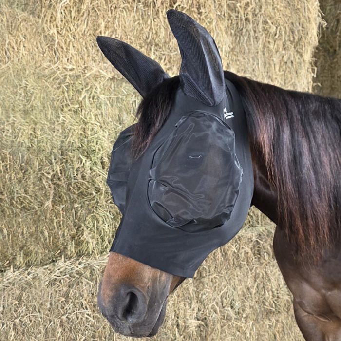 Canadian Horsewear 🍁Black Lycra Bug Eye Fly Mask  - Full Size