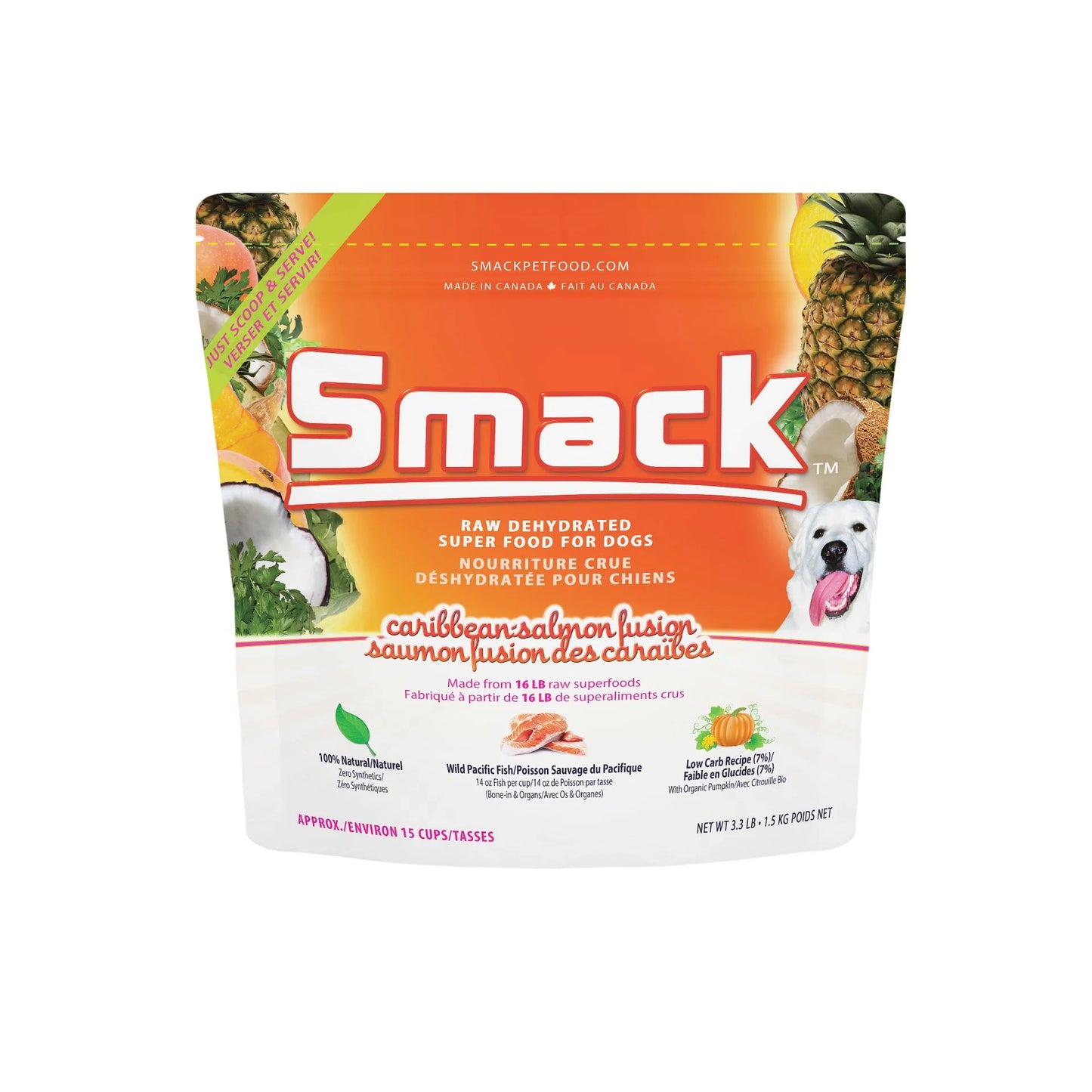 Smack🍁 Caribbean Salmon Fusion Raw Dehydrated Super Food for Dogs