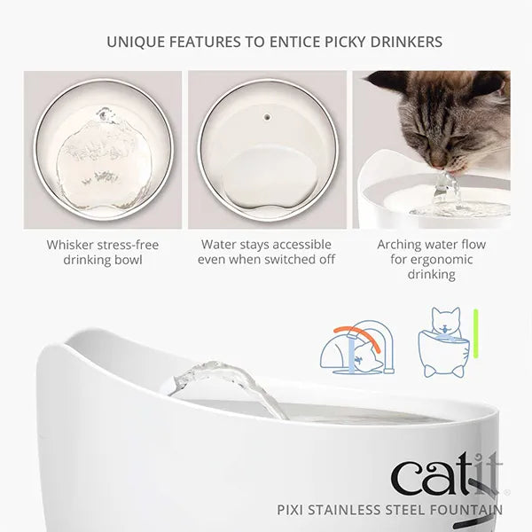 Catit 🍁 PIXI Fountain with Stainless Steel Top 2.5L