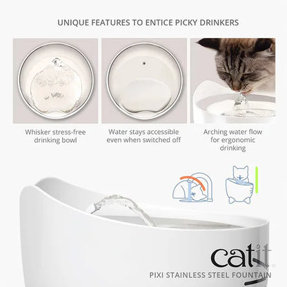 Catit 🍁 PIXI Fountain with Stainless Steel Top 2.5L