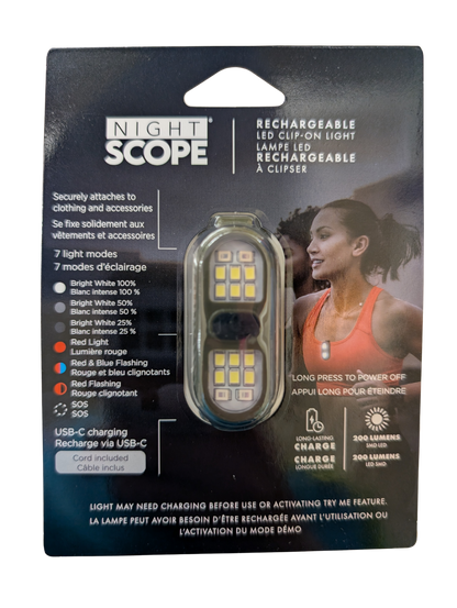 Night Scope LED Clip On Light Asst. Colours