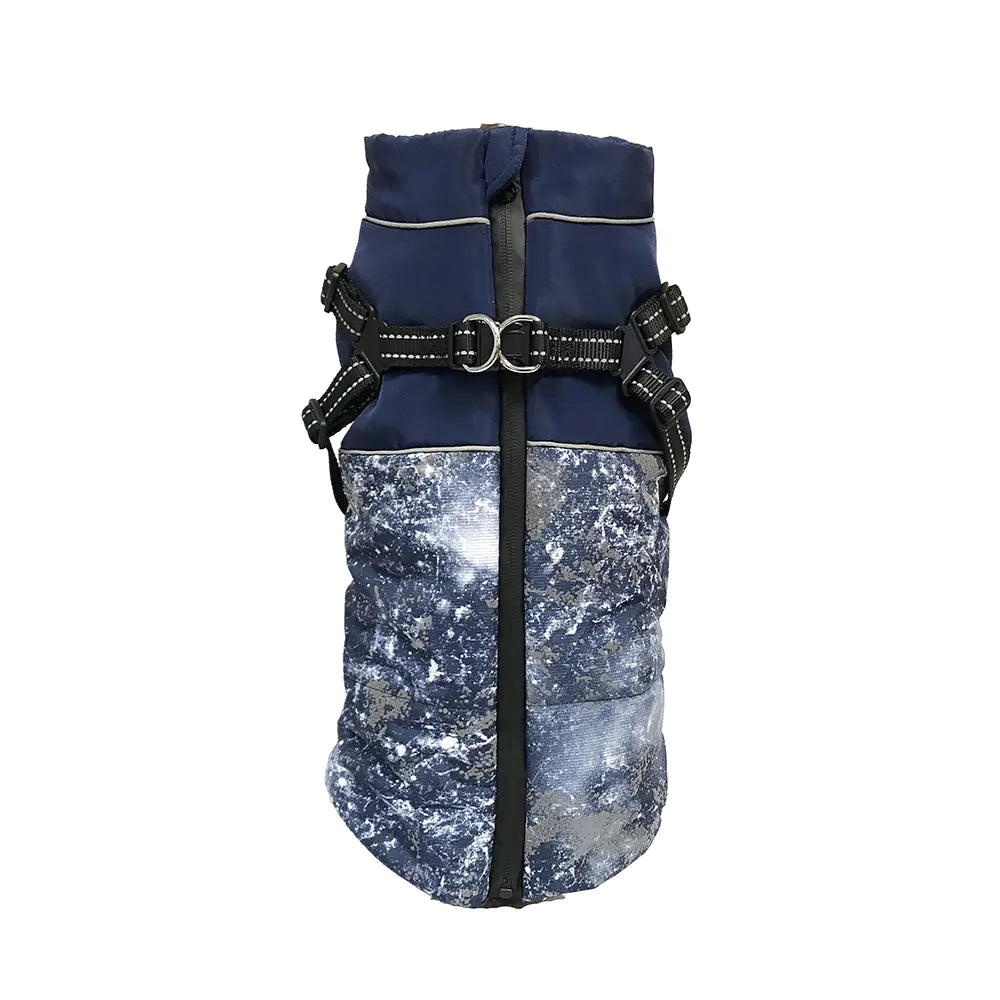 Doggie Q 🍁Blue Mystical Reflective Jacket with Harness