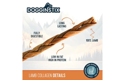 Doggin Stix Braided Lamb Collagen 12"