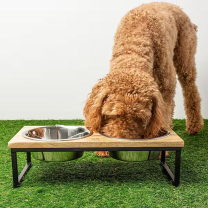 GF Pet 🍁Wood and Metal Natural Raised Feeder