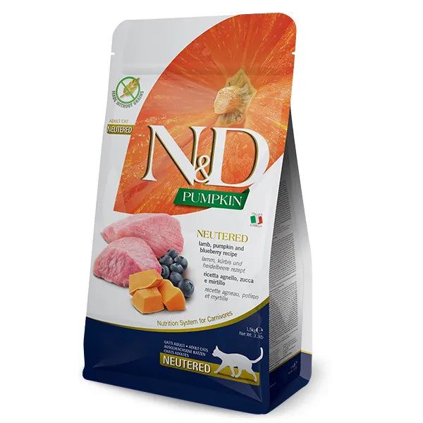 Farmina N&D Adult Neutered Lamb, Blueberry & Pumpkin for Cats