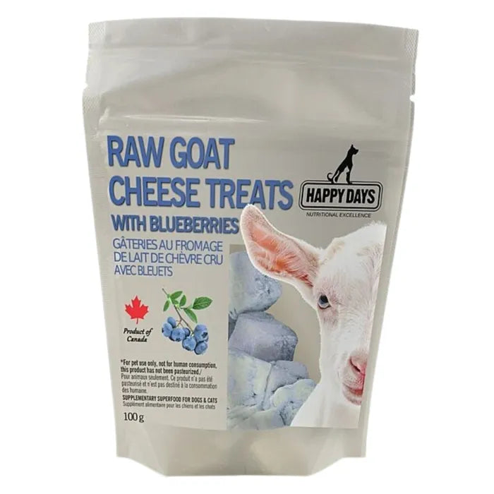 HAPPY DAYS 🍁Frozen Raw Goat Cheese Treats with Blueberry for Dogs & Cats 100 g