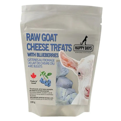 HAPPY DAYS 🍁Frozen Raw Goat Cheese Treats with Blueberry for Dogs & Cats 100 g