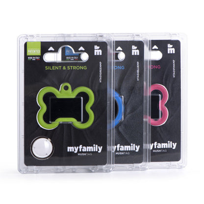 My Family Hushtag Bone Black and Red  - Engravable ID Tag