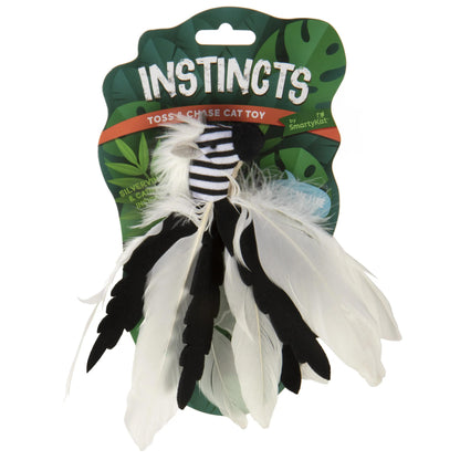 Instincts by SmartyKat Zingy Zebra Toss & Chase Feathered HappyNip Silvervine & Catnip Plush Cat Toy