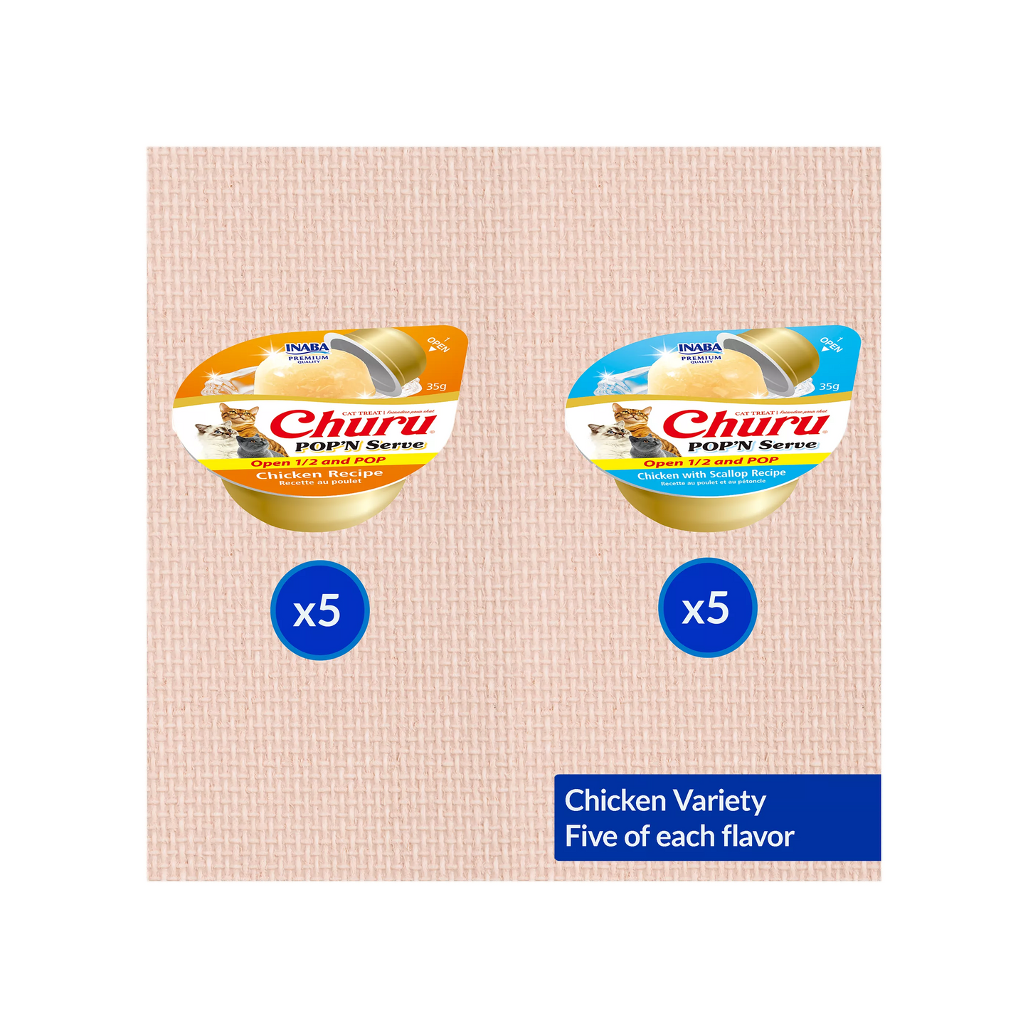 Inaba Churu Chicken Variety Pop'n Serve Cat Treat - 10 Pack