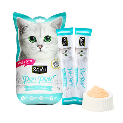 Kit Cat® Purr Purées® Tuna & Fiber (Hairball) Cat Treat 4 x 15gm